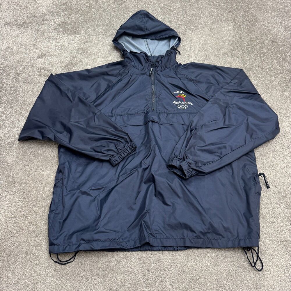 Vintage 1996 Sydney 2000 Olympics Half Zip Hoodie Windbreaker Jacket Men XL Blue